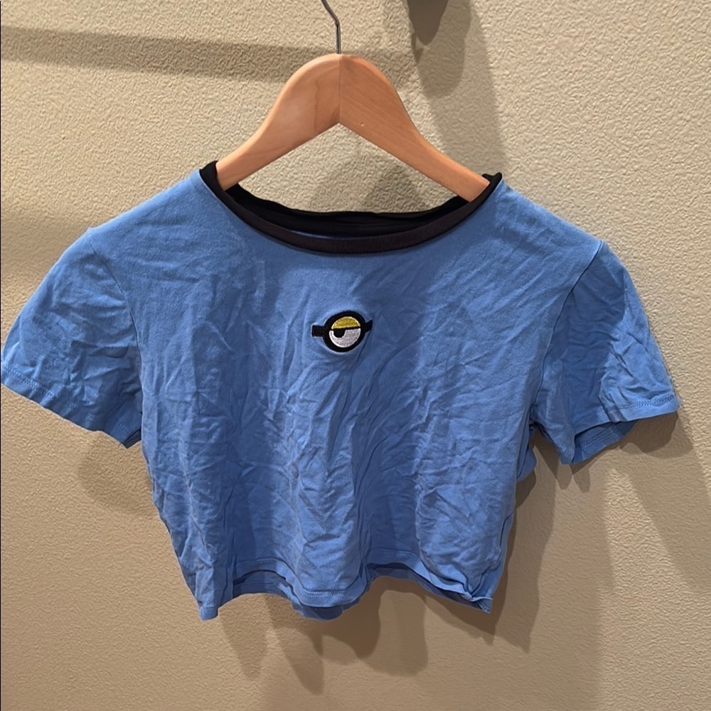 Minion woman's blue crop top shirt